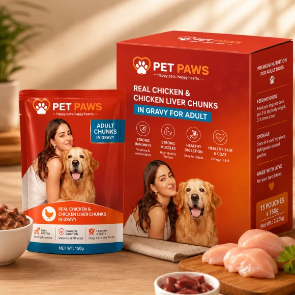 Adult Chicken Chunks in Gravy Wet Dog Food – High Moisture Complete Meal for Adult Dogs
